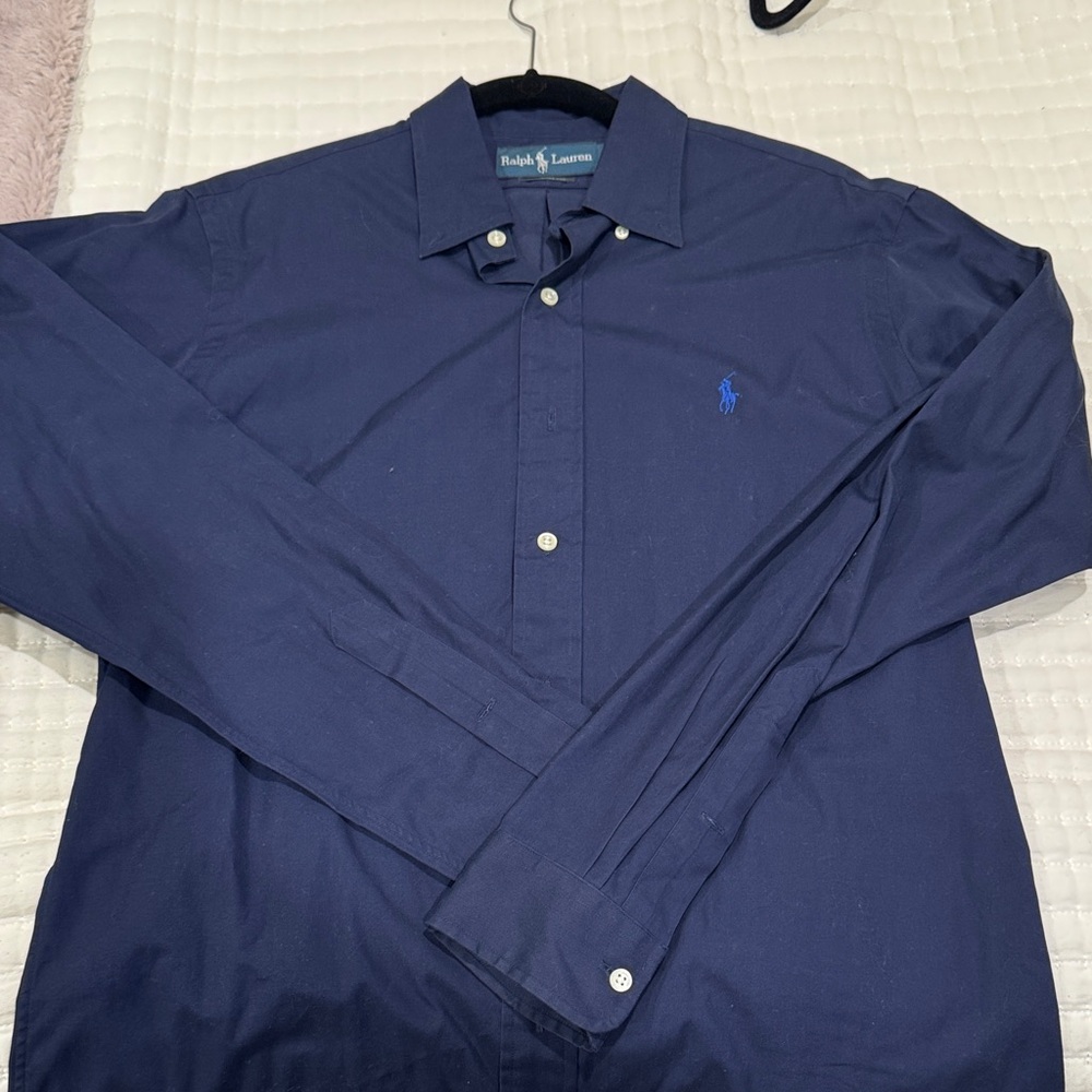 Ralph Lauren Men's Deep Blue Button Down Shirt